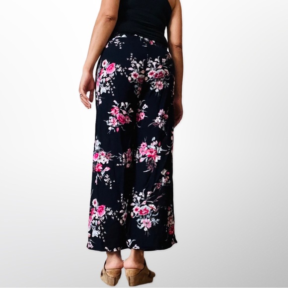 Flower Printed Soft Smocked Waist Cotton Lightweight Boho Traveler Pants One SZ - Picture 4 of 12